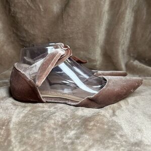 Sole Society So-Teena‎ Pink Blush Velvet Flats With Ribbon Tie Women's Size 7M